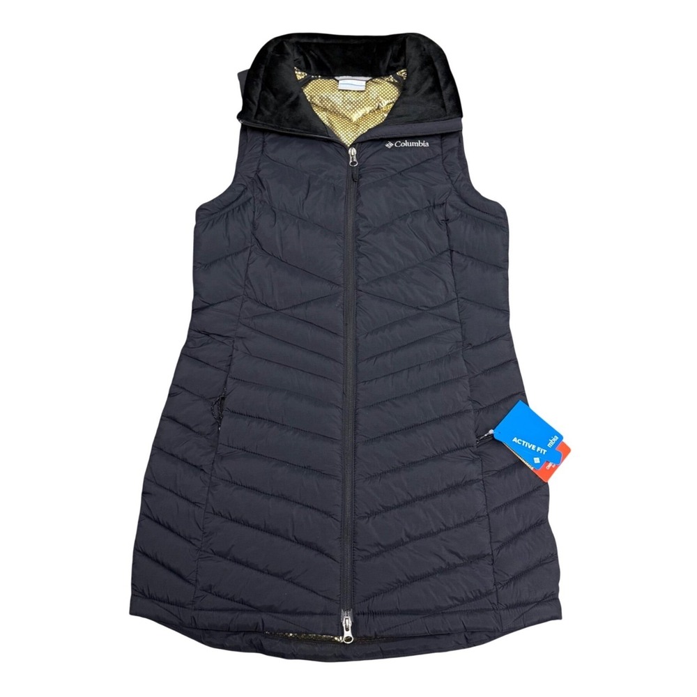 Columbia Joy Peak‎ II Long Vest Black Omni-Heat Infinity Quilted XS WK1955-010